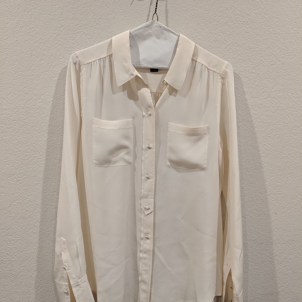 J Crew - Two Pocket Silk Blouse (Eggshell, S)